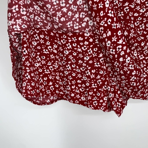 ZARA Printed Bermuda Skort Floral Mini Skirt, Red - Picture 8 of 11